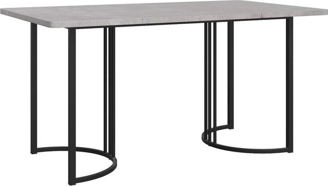 okwish Esstisch mit Marmor-Muster in Grau, moderner Küchentisch mit verstellbaren Füßen für Wohnzimmer, Küche oder Büro, B/T: 140 x 80 cm - Bild 1