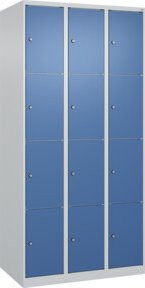 C+P Schließfachschrank Classic PLUS mit 3 Abteilen, Farbe Grau und Blau, B/T/H: 90 x 50 x 185 cm - Bild 1