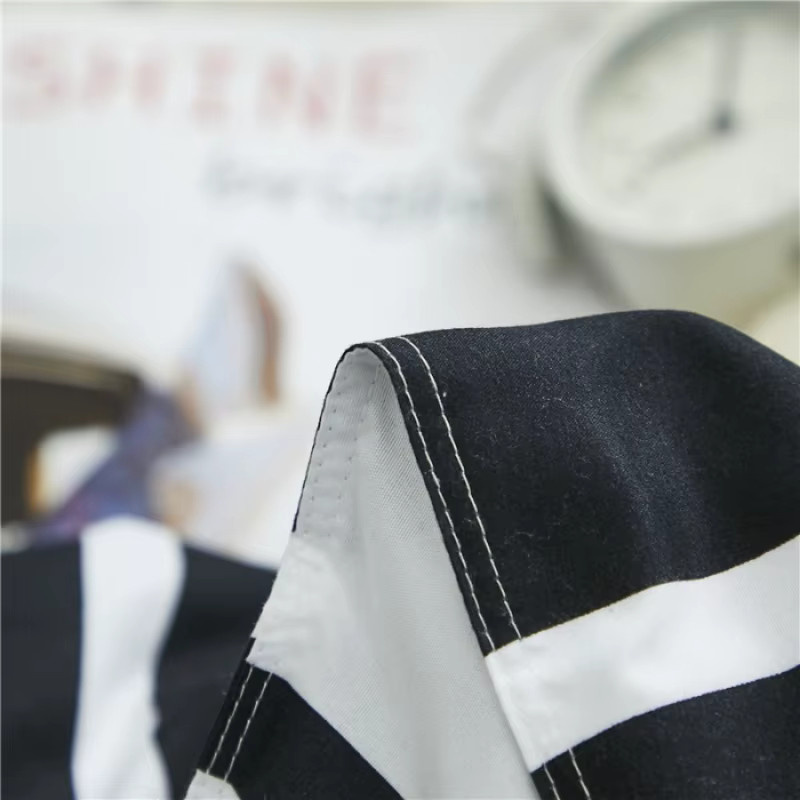 EGW Bettbezug mit schwarz-weiß gestreiftem geometrischem Muster aus weichem Polyester für Einzelbetten - Bild 3