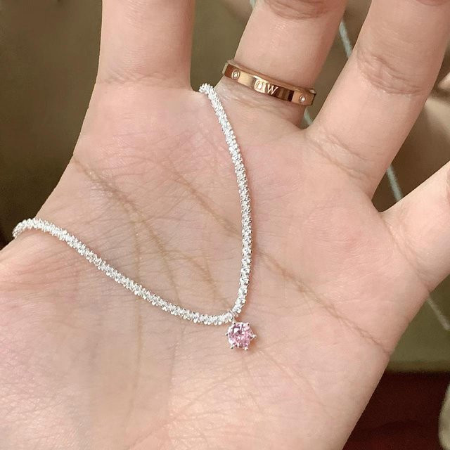 Halskette SZwatch, Silber, Zirkonia, rosa, Damen - Bild 1
