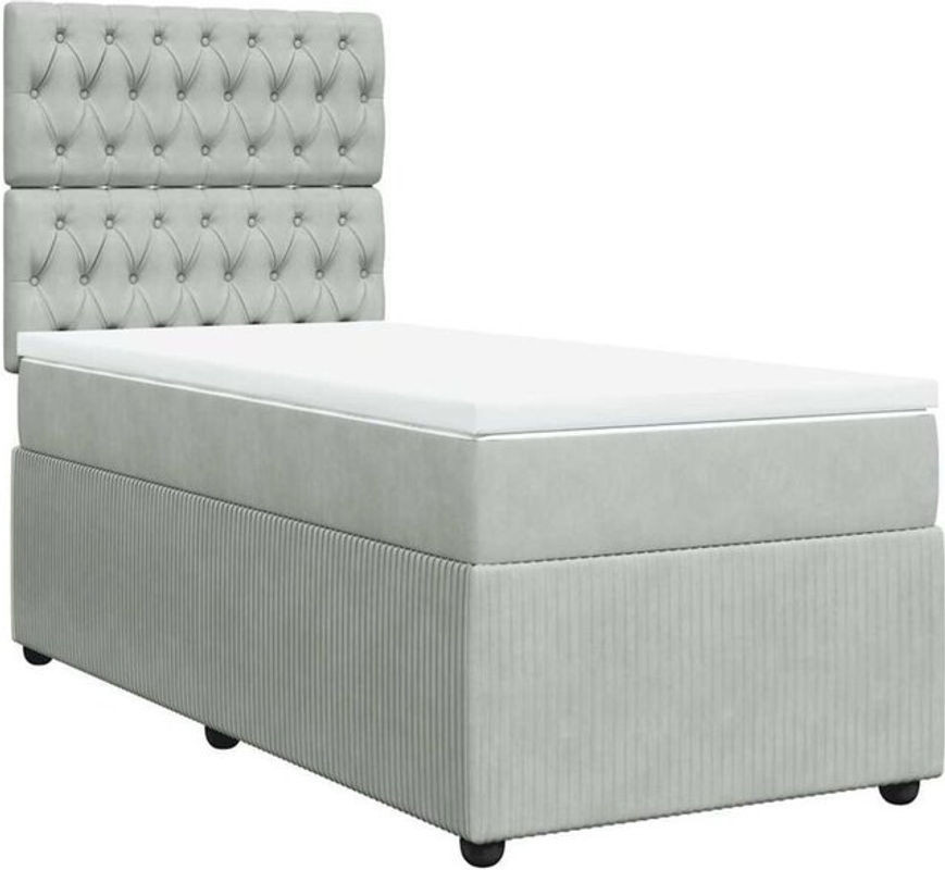 Vidaxl Boxspringbett mit Matratze aus Samt in Grau, B/T/H: 80 x 200 x 150,5 cm - Bild 1