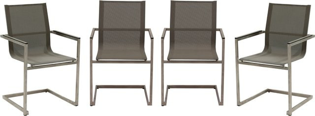 Garden Pleasure Sienna Freischwinger 4er-Set Grau mit Edelstahl und Textilene - Bild 1