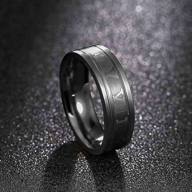 Huitan Ring Edelstahl, Schwarz, Herren - Bild 1