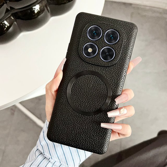 Magnetische Handyhülle mit Litchi-Muster für Xiaomi Redmi Note 15 und Redmi Note 14 Pro 5G, ultradünn, stoßfest und kabelloses Laden kompatibel, Farbe: Purple - Bild 1
