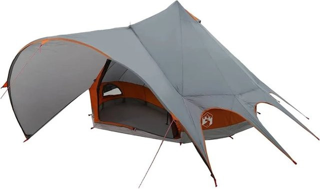 vidaXL Teepee Zelt mit Dach in Grau und Orange, B/T/H: 600 x 600 x 347 cm - Bild 1