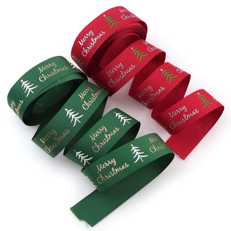 Aogue Weihnachtsbaumband Streifen in Grün und Rot, 5 Yards DIY-Dekoband für Geschenke und Weihnachtsdekoration - Bild 2