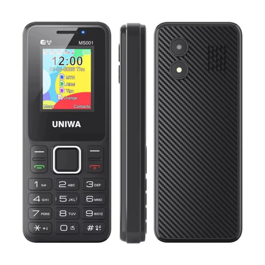UNIWA MS001 2G-Handy mit 1,77 Zoll Display, 4 SIM-Karten und 4-fach Standby in Schwarz mit Carbonfaser-Stil und Typ-C-Ladung - Bild 2
