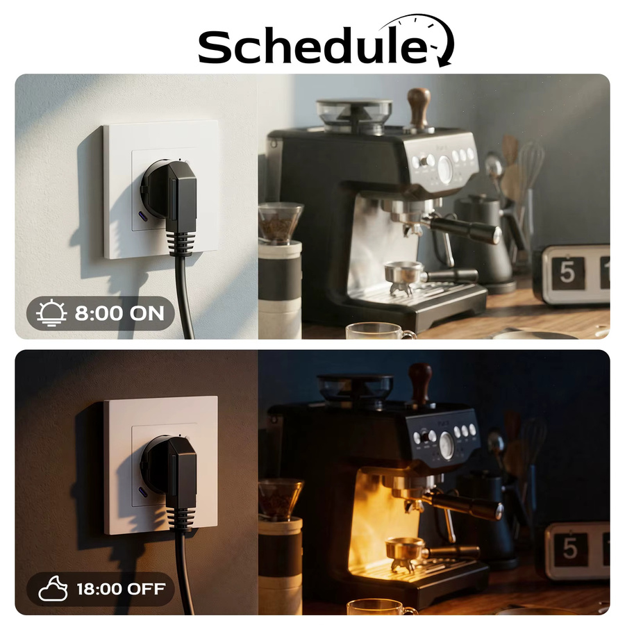 BSEED E-Serie Zigbee Smart-Steckdose mit Kristallglas-Rahmen, kompatibel mit Tuya App, Google Assistant und Alexa, EU-Standard, Schwarz oder Weiß - Bild 6
