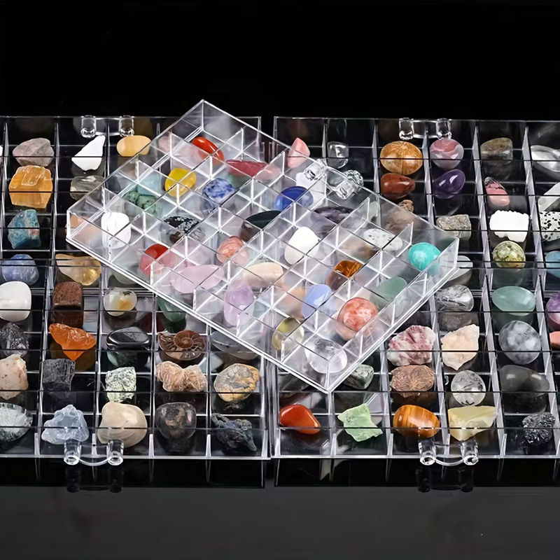 Kristallvitrine transparente Kunststoff-Aufbewahrungsbox für deine Sammlung von Natursteinen und Edelsteinen in rechteckiger Form - Bild 2