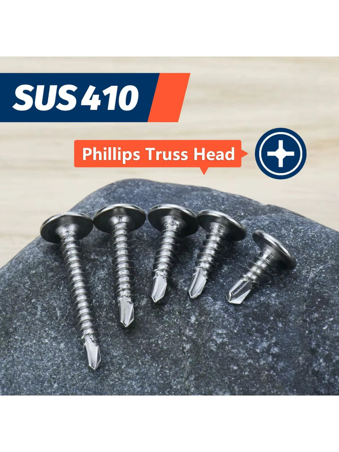 8 selbstschneidende Schrauben M4.2 aus Edelstahl 410 mit Trusskopf in Silber - Bild 4