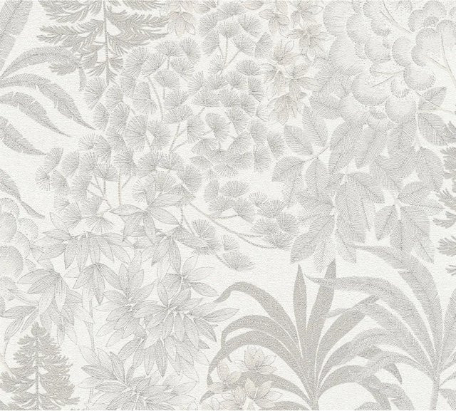 A.S. Création Vliestapete Zoe Miami mit floralem Design in Grau und Weiß, Breite: 53 cm, Länge: 1005 cm - Bild 1