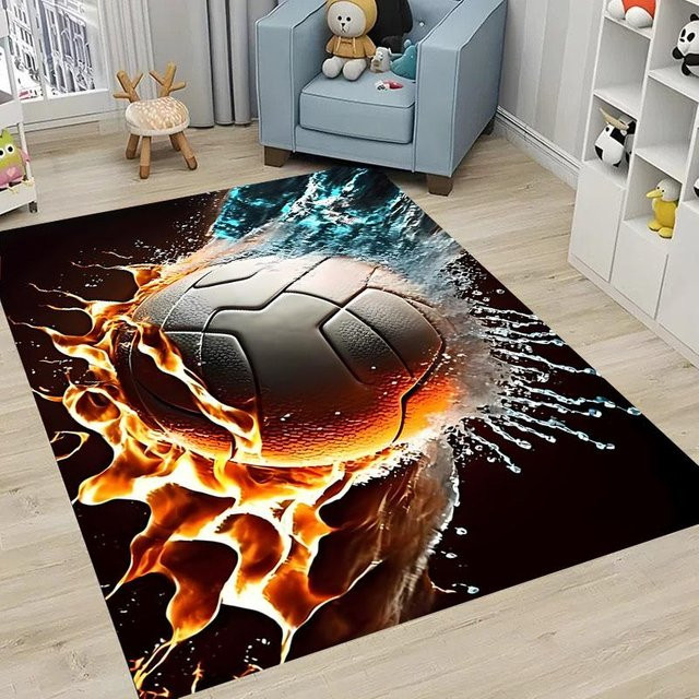 JGJG Fußball Teppich für Kinderzimmer und Wohnzimmer, Cartoon-Design, Mehrfarbig, B/T: 60 x 40 cm - Bild 1