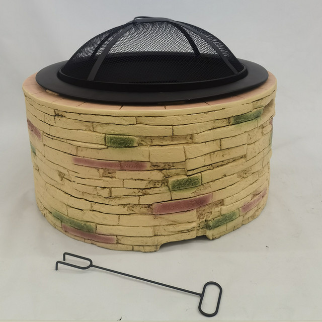 Feuerschale aus MgO und Stahl in Steinoptik, Farbe: Beige/Braun, B/T/H: 67,5 x 67,5 x 51 cm - Bild 1