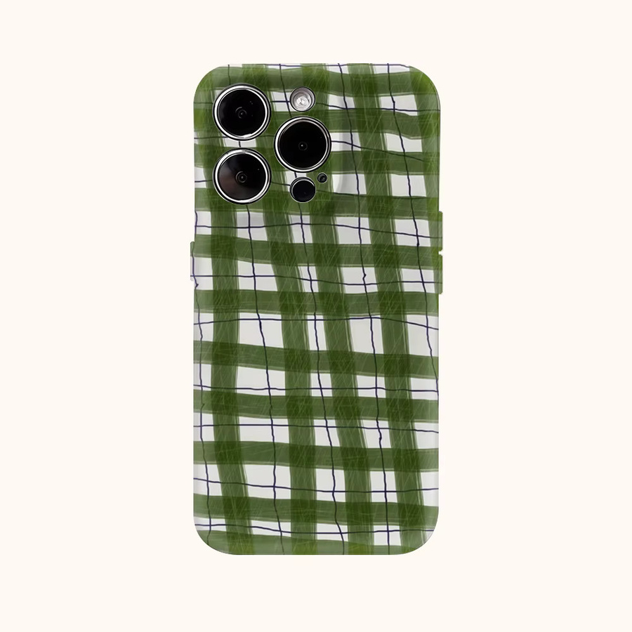 Potdemiel Handyhülle mit grünem Karomuster für iPhone 11 bis iPhone 17 Pro Max Plus mit Doppelschicht-Rückseite - Bild 2