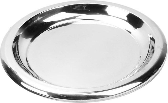 Runde Servierplatte aus Edelstahl von KaiSai in Silber und Weiß - Bild 1