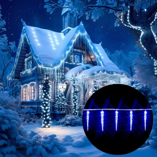 monzana LED Eiszapfen Lichterkette für Weihnachten und Winter in Blau, 13m, IP44 wetterfest für Innen- und Außenbereich - Bild 1
