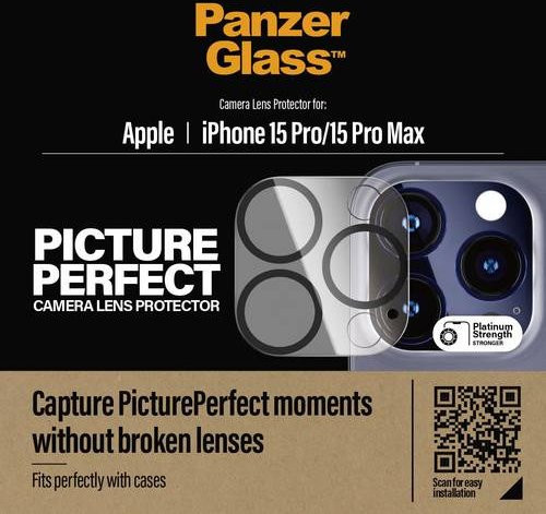 PanzerGlass PicturePerfect Kameraschutzglas für iPhone 15 Pro und iPhone 15 Pro Max, transparent - Bild 2