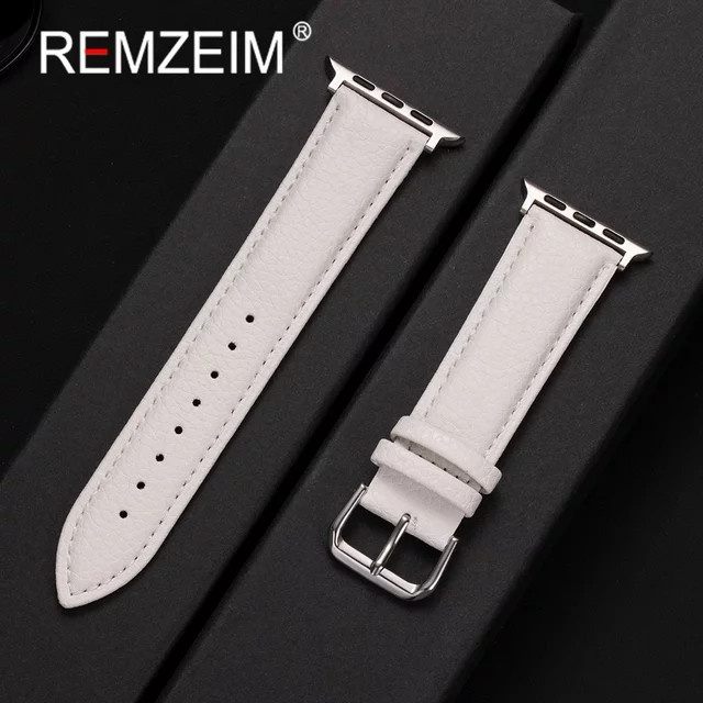 REMZEIM Uhrenarmband Litschi-narbenleder, Weiß, Unisex - Bild 1