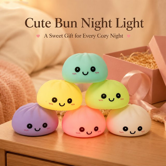Bandai Baozi Dumpling, LED-Nachtlicht, Silikon Stressabbau-Spielzeug - Bild 1