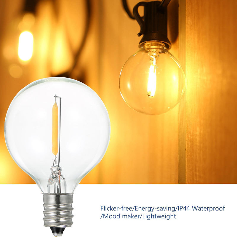 TOMTOP JMS Globe LED G40 Glühbirne 25er Pack, E12 Sockel, Warmweiß, Transparent, IP44 wasserbeständig für Außenbereich und Innenbereich - Bild 3
