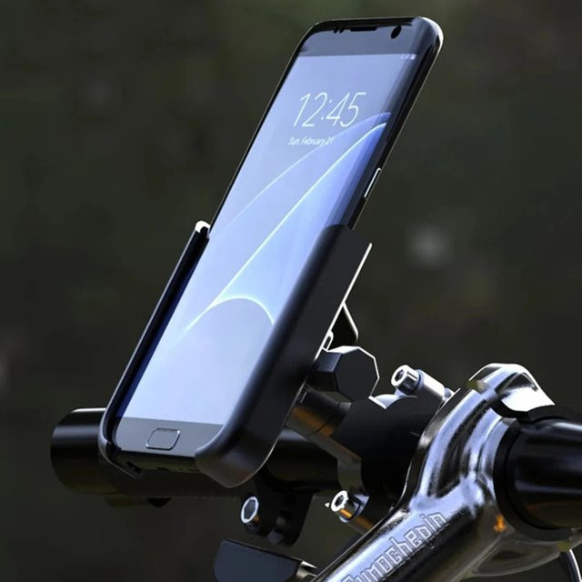 Motorrad und Fahrrad Handyhalterung als GPS-Halterung für Lenker oder Rückspiegel, kompatibel mit Xiaomi und iPhone, in Schwarz oder Silber - Bild 1