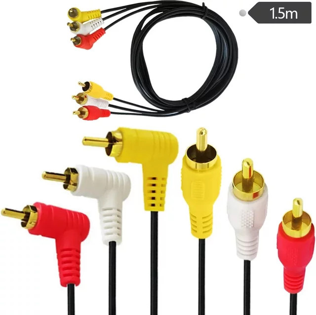 BSN 3 RCA Audio-Video-Kabel vergoldet mit 90-Grad-Winkel, Länge: 1,5 m - Bild 1