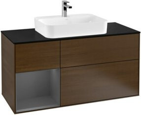 V&B Waschtischunterschrank Finion mit Wandbeleuchtung, Anthrazit, Breite: 120 cm, Tiefe: 50,1 cm, Höhe: 50,1 cm - Bild 1