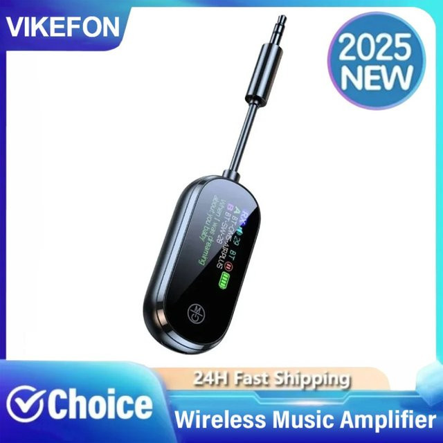 VIKEFON Bluetooth 5.4 Audio Adapter als Empfänger und Sender mit 3,5mm AUX Jack in Schwarz für TV, Auto und Kopfhörer mit niedriger Latenz - Bild 1