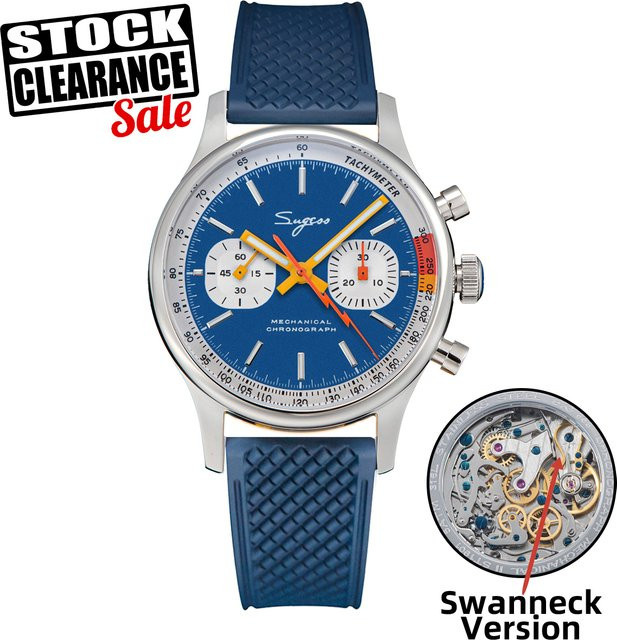 Sugess Chronograph, Automatik, Edelstahl, Saphirglas, Leder, Unisex - Bild 1