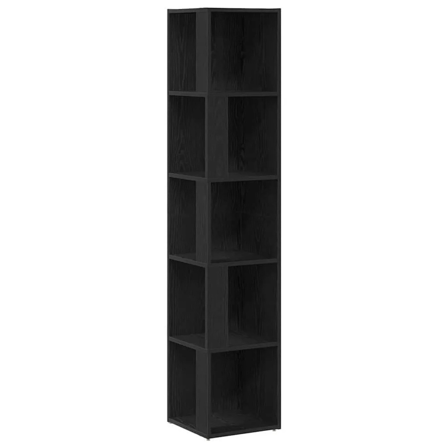 vidaXL Eckregal in Schwarz und Eichen-Optik mit minimalistischem Design, B/T/H: 33 x 33 x 164,5 cm - Bild 2