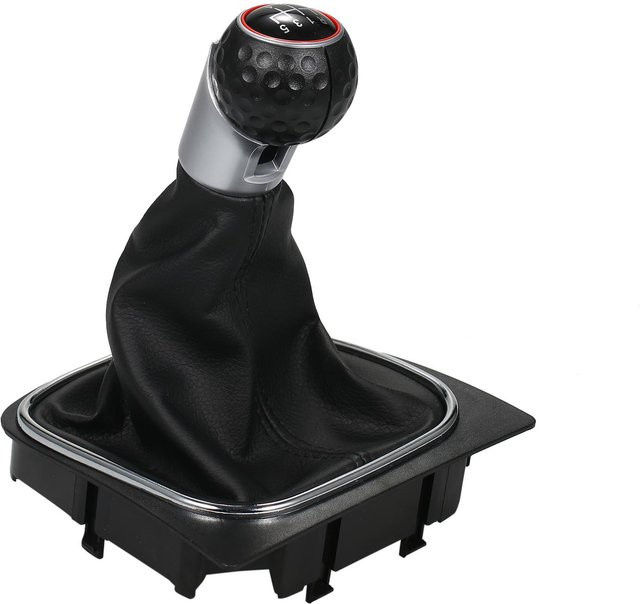 VehicleKit 5-Gang-Auto-Schaltknauf mit Gaitor-Manschette aus schwarzem PU-Leder als Ersatz für Volkswagen - Bild 1