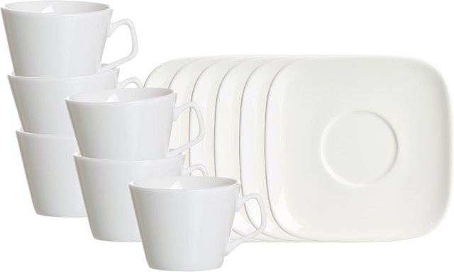 Ritzenhoff & Breker Espressotassen mit Untertassen Arena aus Porzellan, Weiß, 6er Set, 80 ml - Bild 1