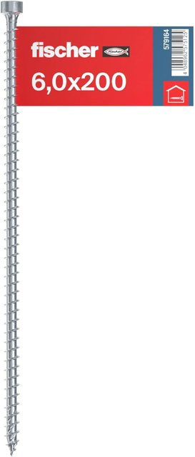 Fischer Holzbauschraube Zylinderkopf TX Vollgewinde, Farbe: Silber, Durchmesser: 6 mm, Länge: 200 mm - Bild 1