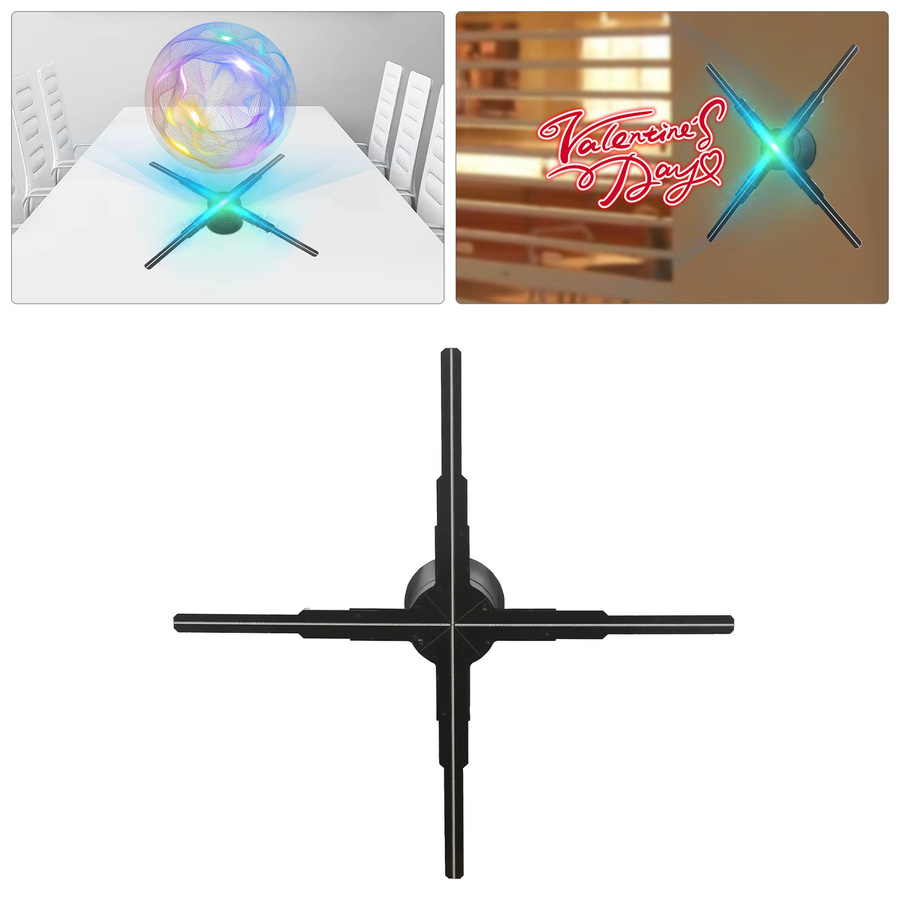 Bymaocar LED-Hologramm-Lüfter 3D-Hologramm-Projektor mit Fernbedienung in Schwarz - Bild 3