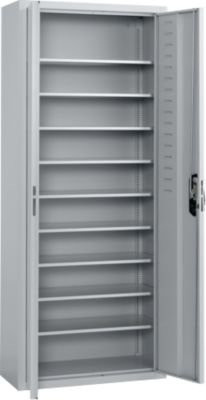 Magazinschrank C+P Serie 13 aus Stahl mit 10 Fachböden und abschließbaren Flügeltüren, Farbe: Lichtgrau, B/T/H: 70 x 30 x 169 cm - Bild 1
