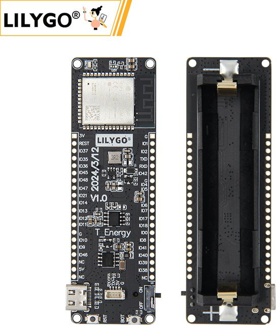 LILYGO T-Energy-S3 ESP32-S3 Entwicklungsboard mit 16MB Flash, WiFi und Bluetooth, inklusive Ladechip und 18650 Batteriehalter, Schwarz - Bild 1
