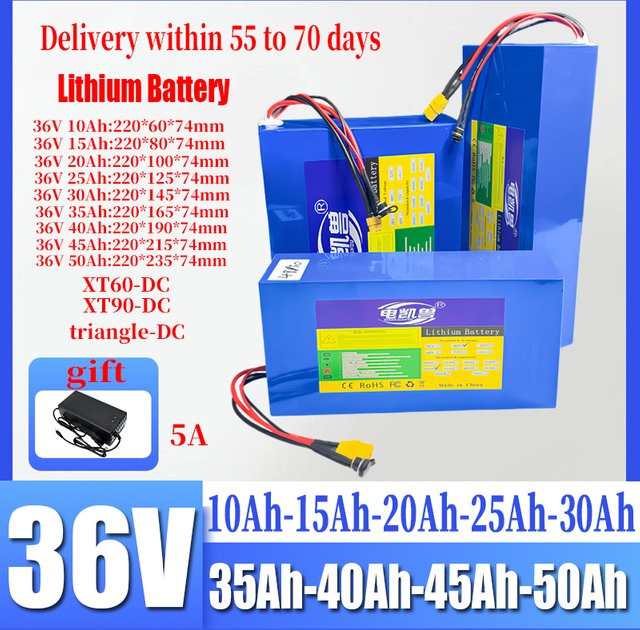 DIANKAISHOU 36V E-Bike Li-Ionen-Akku mit 21700 Zellen in Blau für Elektrofahrräder und Roller von 500W bis 1500W - Bild 1