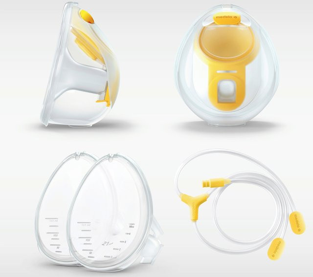 Medela Milchauffangschalen-Set aus Silikon für Milchpumpen Swing Maxi und Freestyle, transparent und weiß - Bild 1