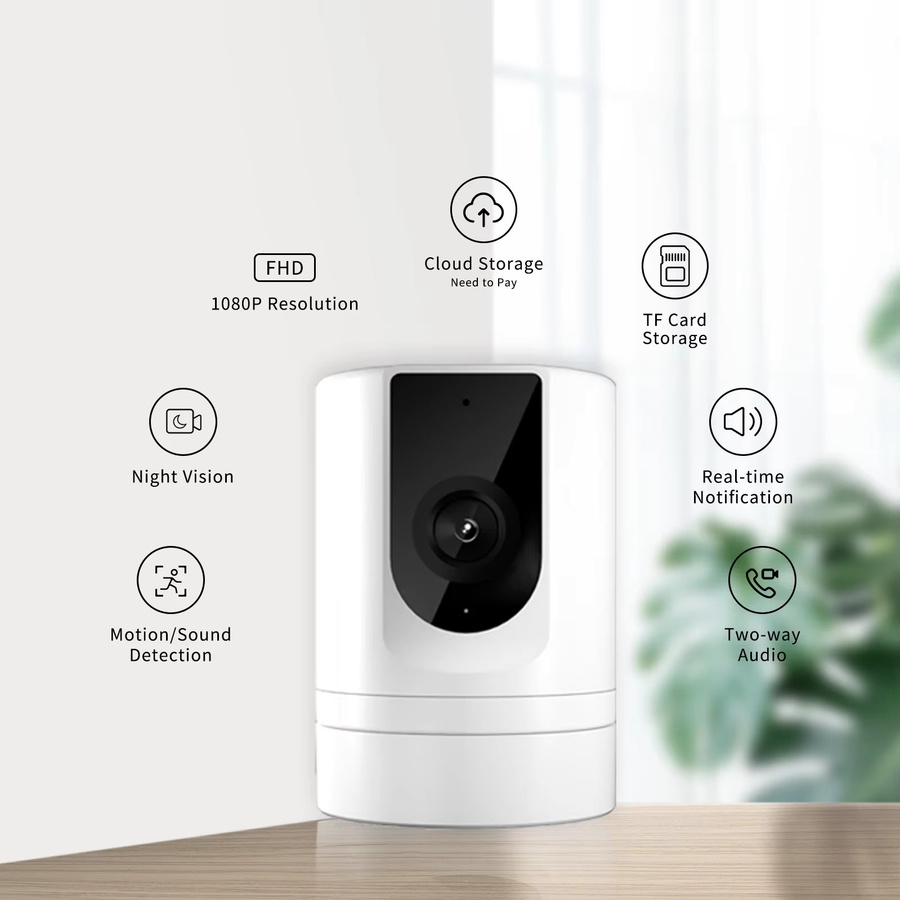 Ease Life 2er-Set Sicherheitskamera für den Innenbereich mit 1080P Auflösung, faltbare Baby- und Haustierkamera mit App-Steuerung, Weiß - Bild 3