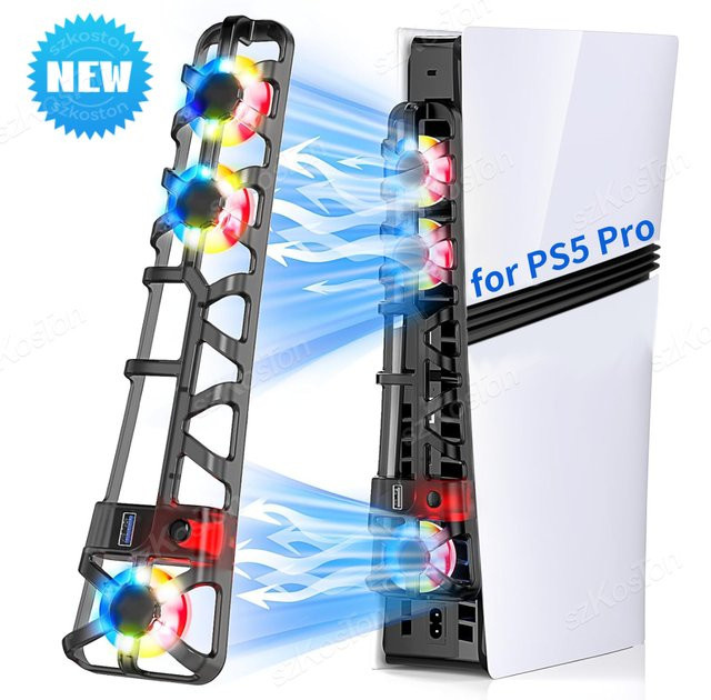 SZKOSTON Externer Lüfterkühler für PS5 Pro mit RGB-Beleuchtung, Weiß, Multicolour - Bild 1