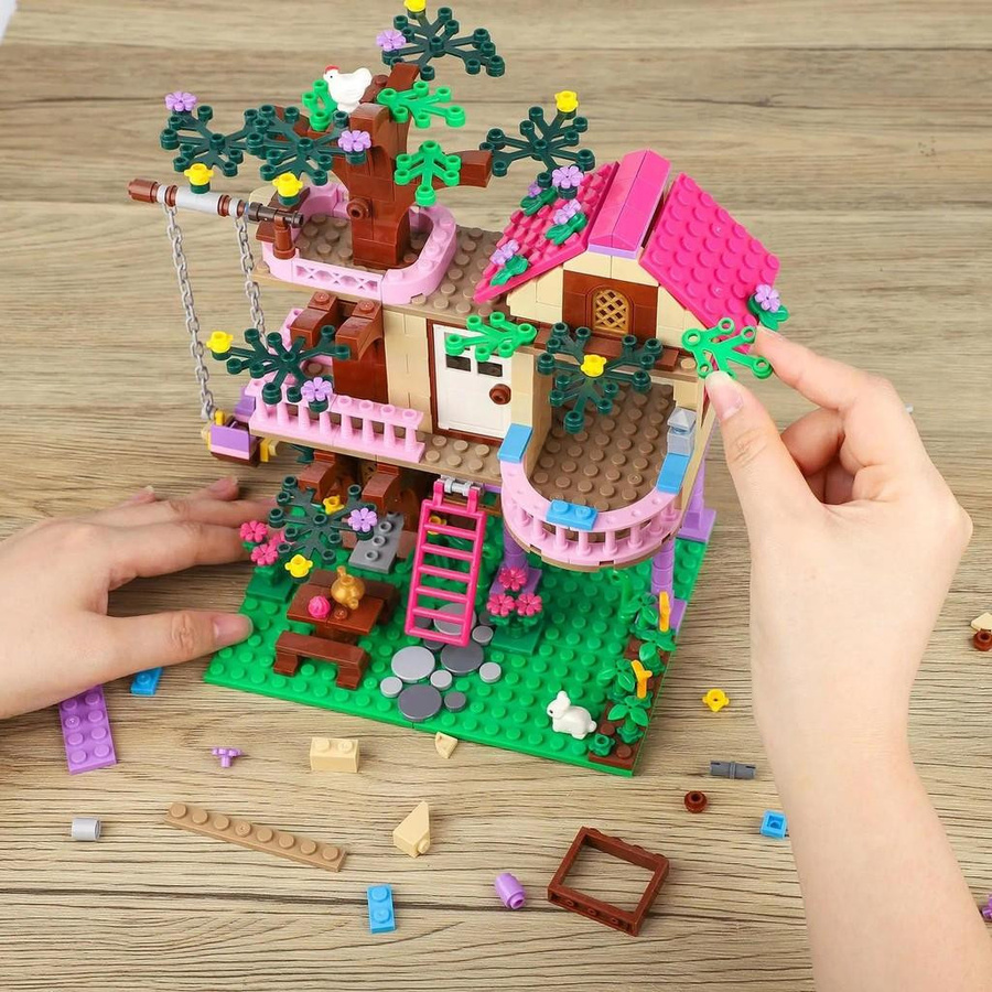 Yiran toy Friends Stadt Baumhaus Sommerurlaub Villa Schloss Bausteine Set 504 Teile - Bild 4