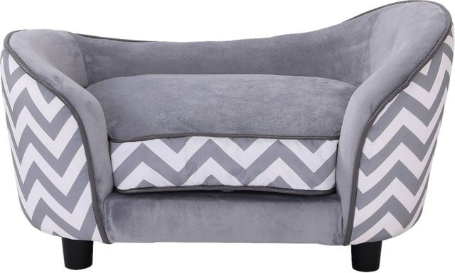 PawHut Hundesofa aus Holz in Grau mit abnehmbarem Bezug, B/H/L: 41 x 33,5 x 67 cm - Bild 1