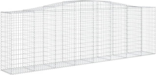 vidaXL Gabionen mit Hochbogen aus verzinktem Eisen, 2 Stück, Farbe: Silber, B/T/H: 400 x 50 x 120/140 cm - Bild 1