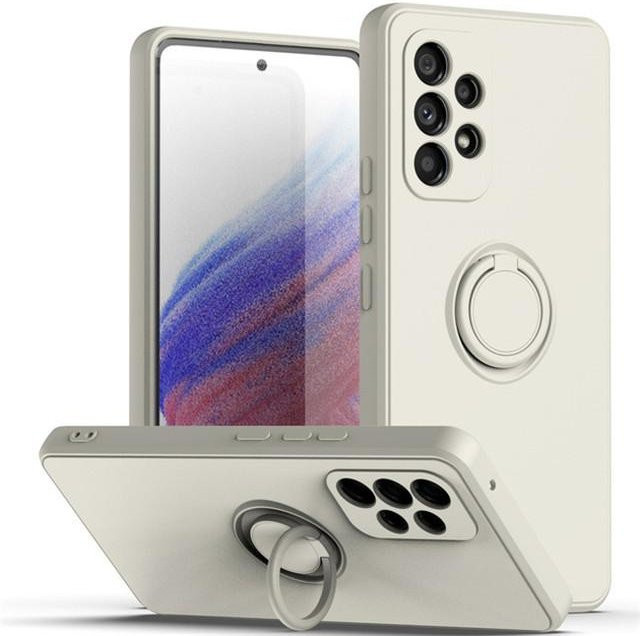 Samsung Magnetische Flüssigsilikon Hülle mit Ringhalter für Galaxy A53 A13 A52s 5G A22 A51 A71 A12 A50 A32 A33 A42 A10 A72 in Weiß - Bild 1