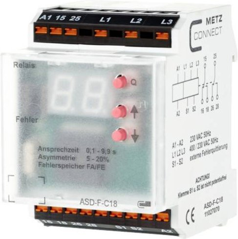 Metz Connect Überwachungsrelais 230 V/AC mit 2 Wechsler in Weiß 11027070 - Bild 1