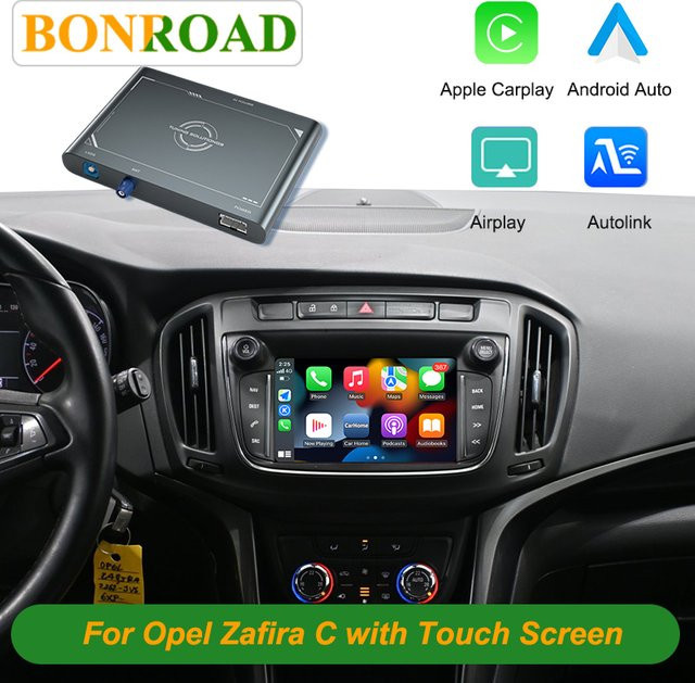 Bonroad Wireless CarPlay und Android Auto Retrofit Kit für Opel Zafira Tourer C 2016-2017 mit Navi950 Touchscreen, Smart Adapter in Schwarz - Bild 1
