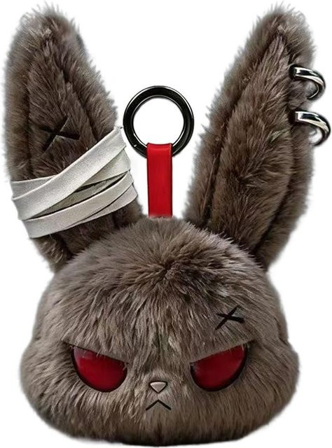 Taschenanhänger Gothic Schwarzes Kaninchen Plüsch, Unisex - Bild 1