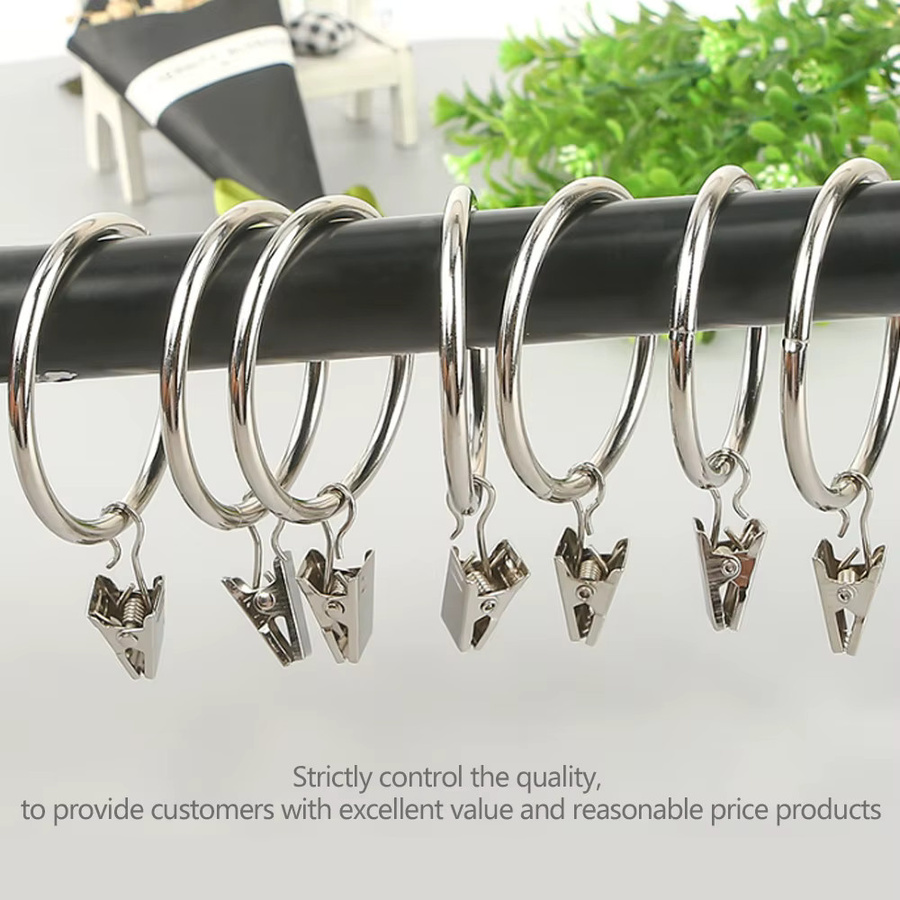 Silberne Vorhangringe mit Clips aus Metall für Badezimmer und Dekoration, Innendurchmesser: 3,2 cm - Bild 2