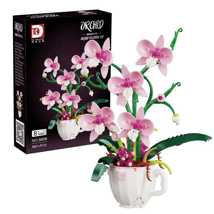 Kreatives Blumen-Baustein-Set mit Orchideen, Tulpen und Rosen als pädagogisches Montage-Spielzeug zur Dekoration von deinem Zuhause - Bild 2