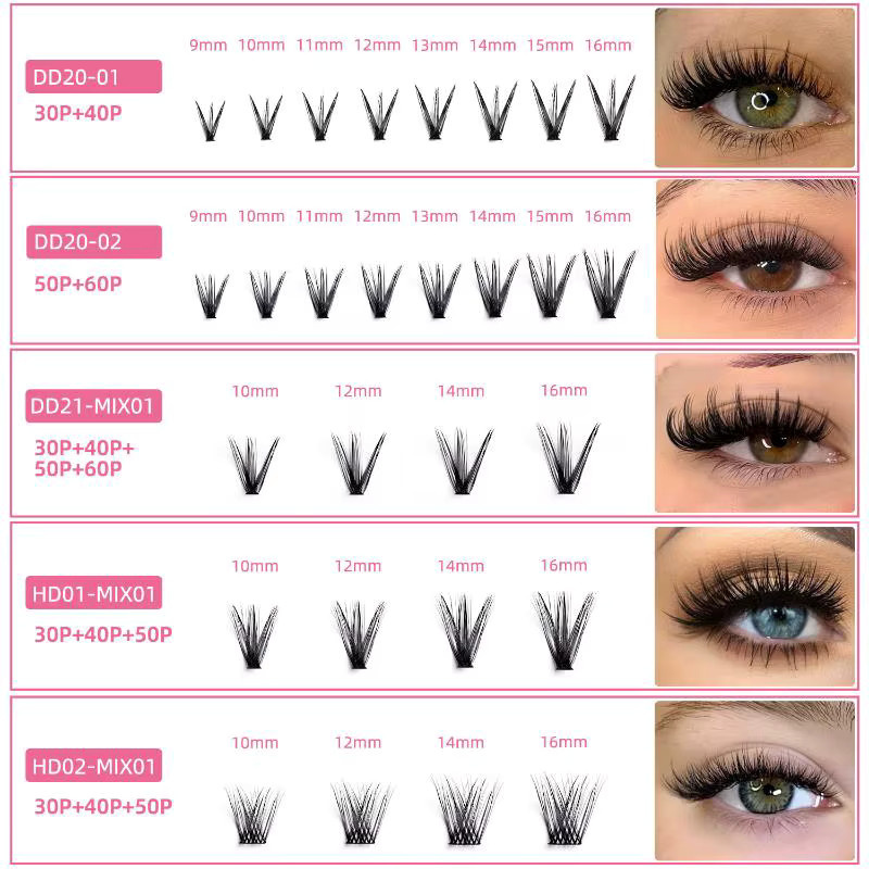 dimshow Wimpern-Cluster-Set, D-Curl, 9-16mm, Wispy, Unisex - Bild 3